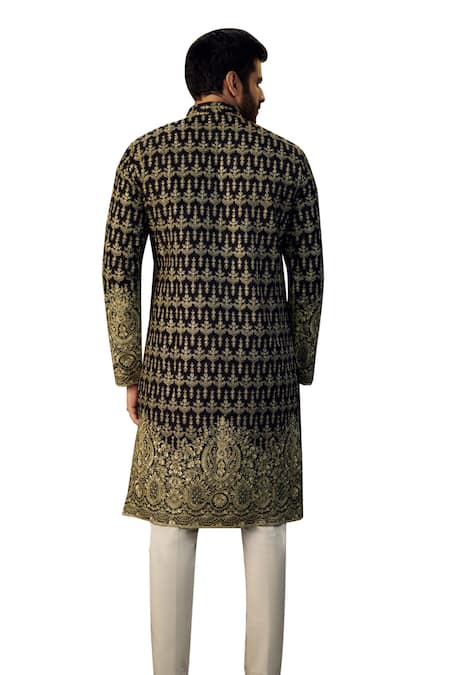 Kasbah_Black Georgette Embroidery, Gota Patti Work Kurta _Online_at_Aza_Fashions