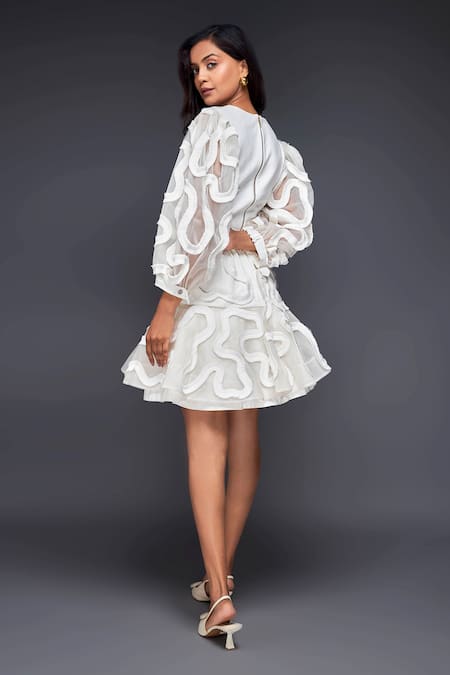 Deepika Arora Pleated Frill Top & Skirt Set 