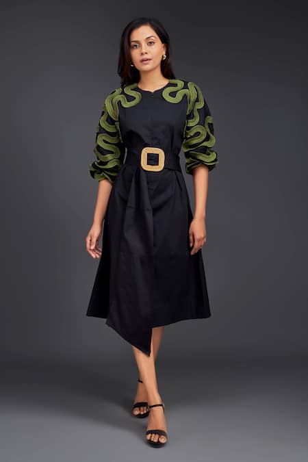 Deepika Arora Pleated Frill Dress With Belt 