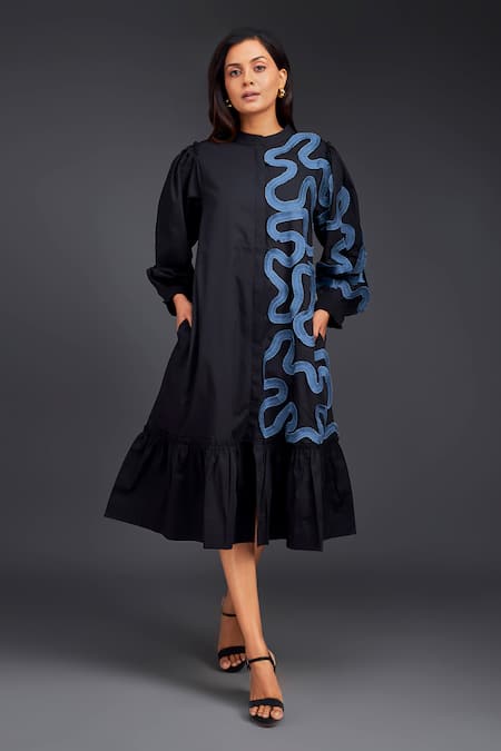 Deepika Arora Pleated Frill Shirt Dress 