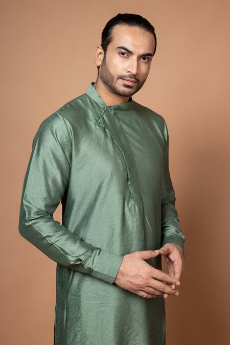 Priyanka Haralalka Green Silk, Cotton Sequins, Embroidery Olive Bundi Set at Aza Fashions Priyanka Haralalka_Green Silk, Cotton Sequins, Embroidery Olive Bundi Set _at_Aza_Fashions