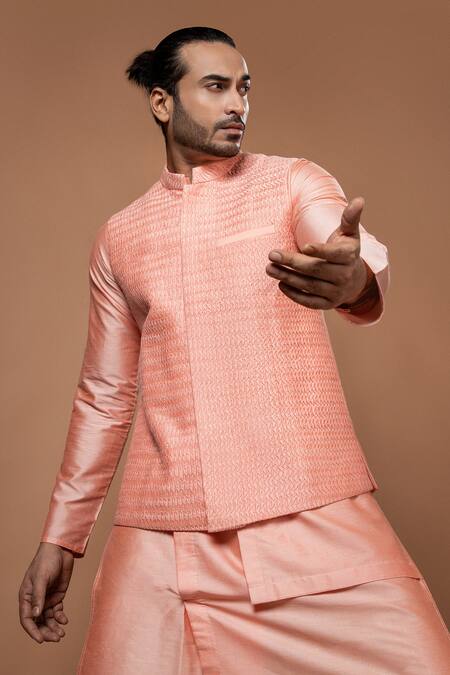 Priyanka Haralalka_Pink Cotton, Silk Embroidery Zari Bundi _Online_at_Aza_Fashions