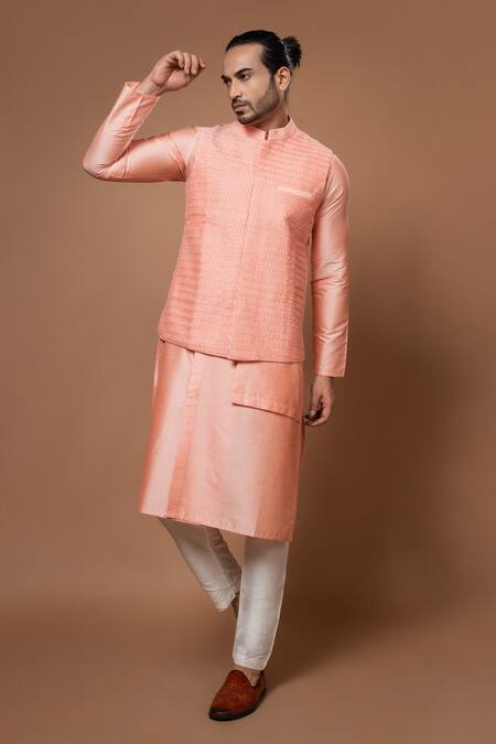 Priyanka Haralalka_Pink Cotton, Silk Embroidery Zari Bundi _at_Aza_Fashions