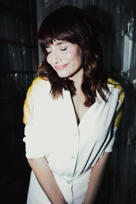 Shop_Somya Goyal_White Cotton Embroidery Collared Shoulder Shirt