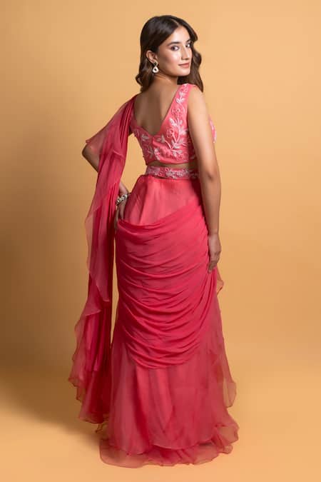 Dajwaree Beatrice Pre-Draped Ruffle Saree Set 