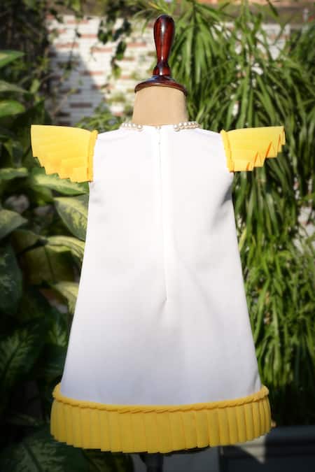Shop_Toplove_White Cotton, Neoprene Embroidery 3d Doll Embellished Dress _at_Aza_Fashions