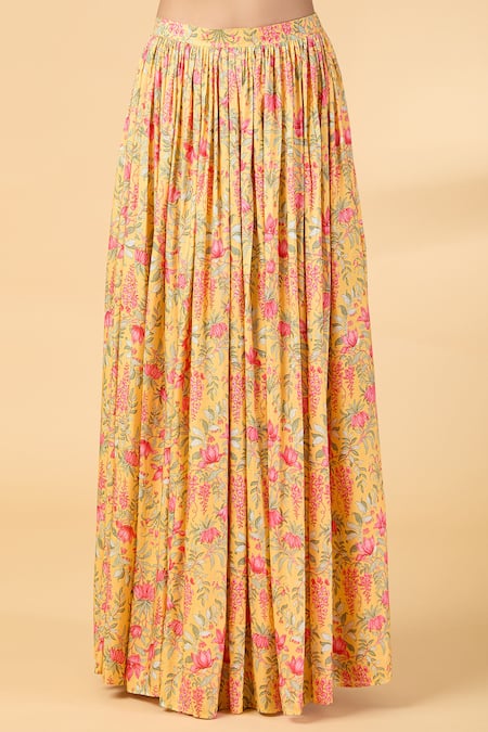 Kalakaari By Sagarika_Yellow Organza, Embroidery, Zari Square Neck Blouse And Lehenga Set _Online_at_Aza_Fashions