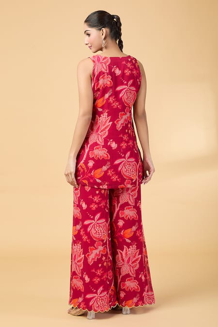 Kalakaari By Sagarika Floral Embroidered Kurta With Palazzo 