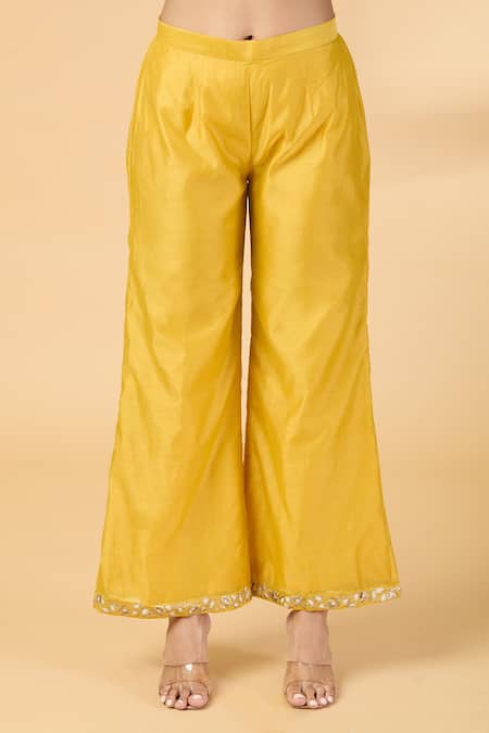 Buy Pouli Pret Yellow Organza, Chanderi Sequins, Embroidery Split Resham Kurta And Pant Set Online at Aza Fashions Buy_Pouli Pret_Yellow Organza, Chanderi Sequins, Embroidery Split Resham Kurta And Pant Set _Online_at_Aza_Fashions