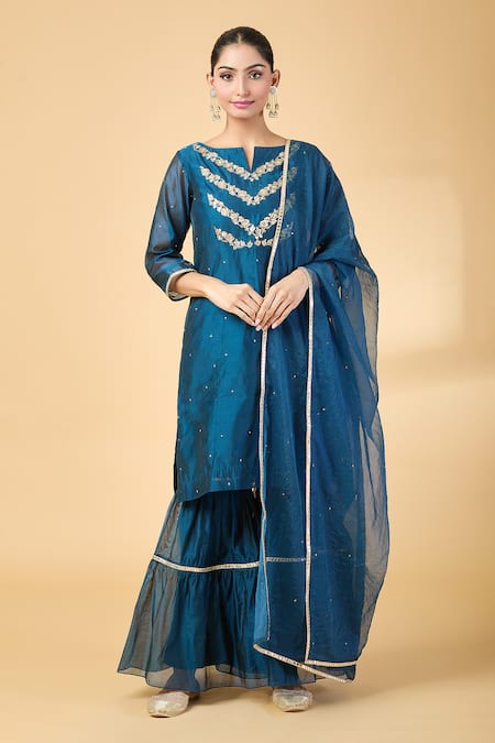 Pouli Pret Mirror Embroidered Kurta & Gharara Set 