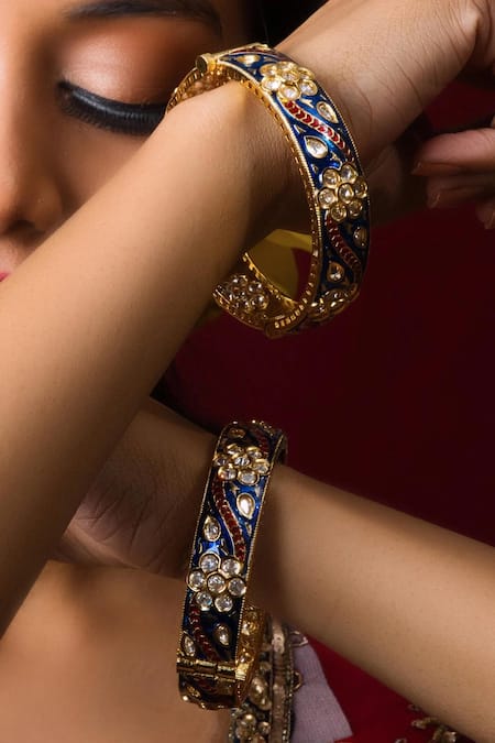 Queens Jewels Kundan Meenakari Bangles-Set of 2 