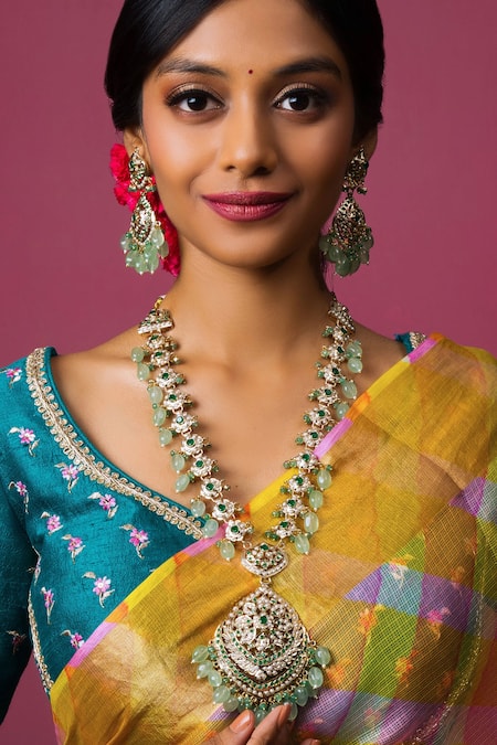 Queens Jewels Stone Pearl Jadau Rani Haar Set 