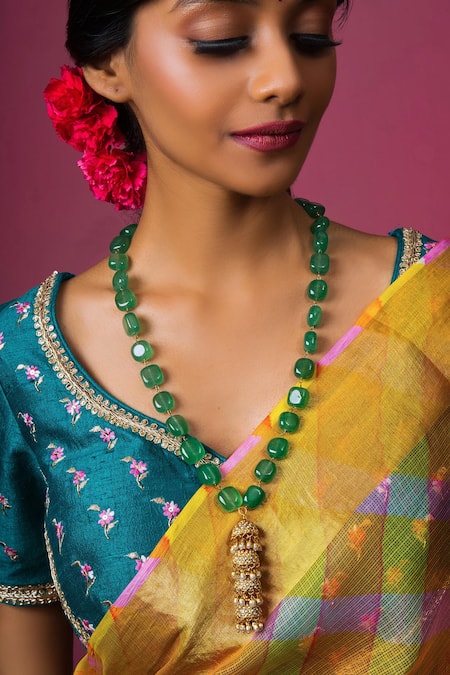 Queens Jewels Pearl Studded Jhumka Pendant Necklace 