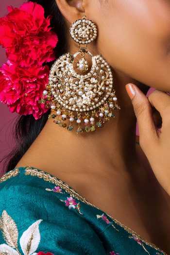 Queens Jewels Opal Jadau Stone Embellished Chandbalis