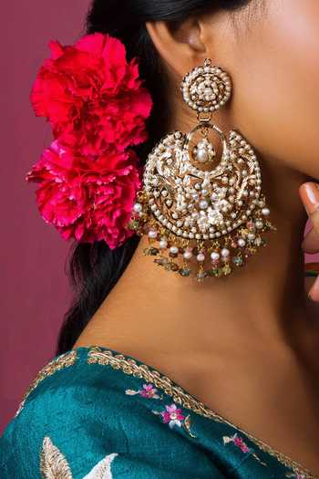 Queens Jewels Opal Jadau Stone Embellished Chandbalis