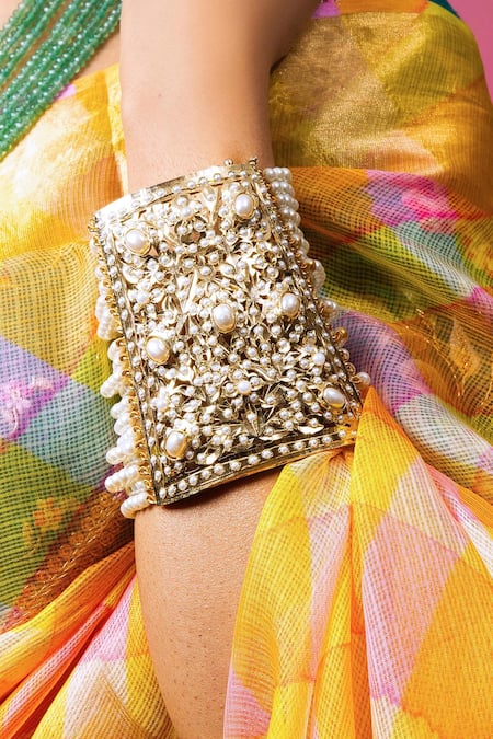 Queens Jewels Regal Jadau Stone Embellished Cuff 