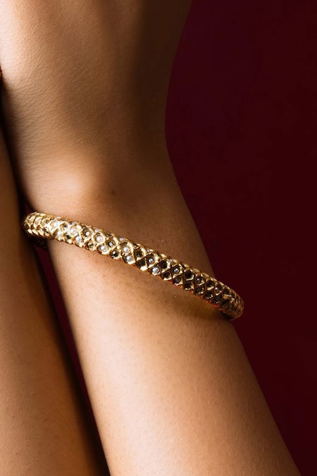 Queens Jewels Jadau Sonamoti Embellished Bangle - Set of 2 