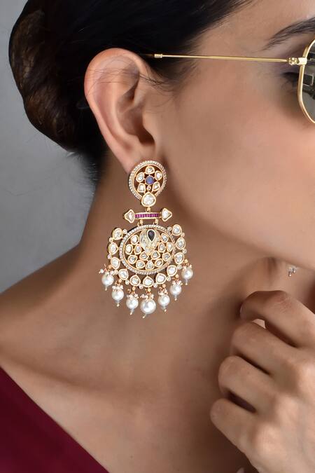 Buy Swabhimann Multi Color Imitation Diamonds Kundan Embellished Dangler Earrings Online at Aza Fashions Buy_Swabhimann_Multi Color Imitation Diamonds Kundan Embellished Dangler Earrings_Online_at_Aza_Fashions