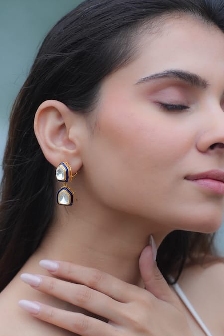 Zeeya Luxury Jewellery Navya Polki Studded Drop Earrings 