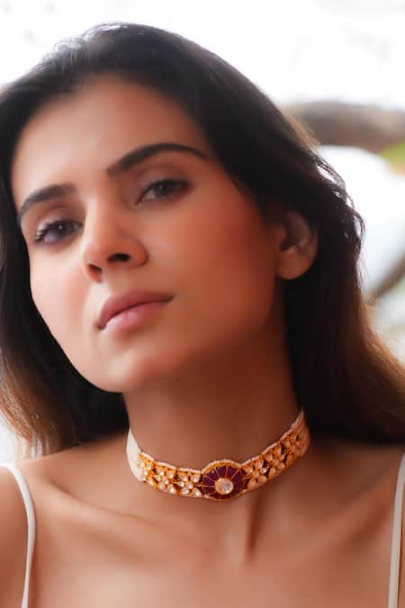 Zeeya Luxury Jewellery Floeal Stone Studded Choker 