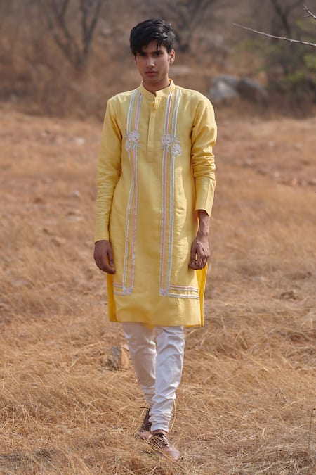 Shop House Of Koa Yellow , , June Geometric Embroidered Kurta Set at Aza Fashions Shop_House Of Koa_Yellow , , June Geometric Embroidered Kurta Set _at_Aza_Fashions