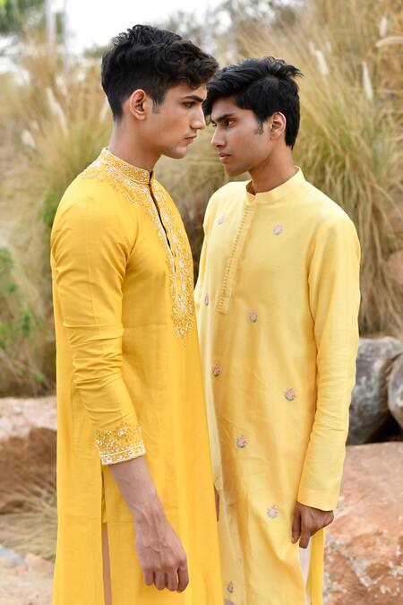 Buy House Of Koa Yellow Chanderi, Cotton Embroidery Ardit Resham Kurta Set Online at Aza Fashions Buy_House Of Koa_Yellow Chanderi, Cotton Embroidery Ardit Resham Kurta Set _Online_at_Aza_Fashions