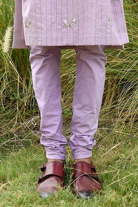 Shop_House Of Koa_Purple Chanderi, Cotton Cut Work, Pearls Butterfly Embroidered Kurta Set _Online_at_Aza_Fashions