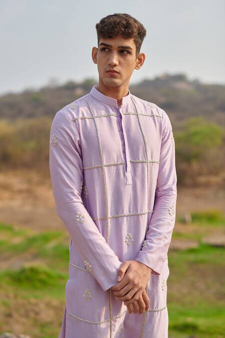 House Of Koa Purple Chanderi, Cotton Pearls, Zari Morado Zardozi Embroidered Kurta Set at Aza Fashions House Of Koa_Purple Chanderi, Cotton Pearls, Zari Morado Zardozi Embroidered Kurta Set _at_Aza_Fashions