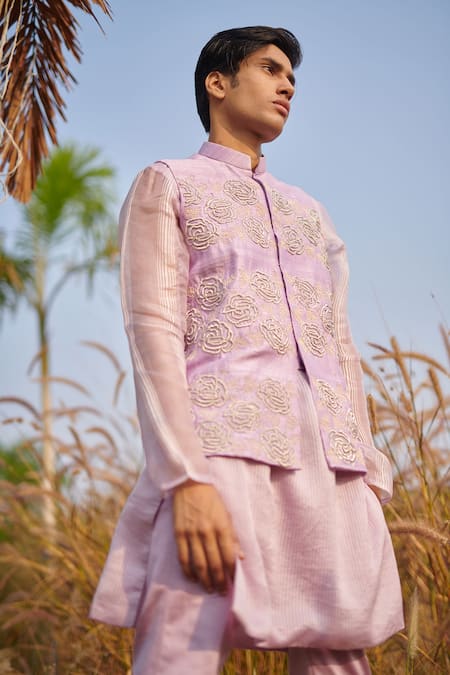 Shop House Of Koa Lavender Bundi Raw Silk Embroidery Zardozi Set Online at Aza Fashions Shop_House Of Koa_Lavender Bundi Raw Silk Embroidery Zardozi Set _Online_at_Aza_Fashions