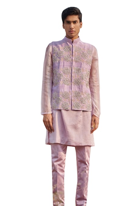 House Of Koa Lavender Bundi Raw Silk Embroidery Zardozi Set at Aza Fashions House Of Koa_Lavender Bundi Raw Silk Embroidery Zardozi Set _at_Aza_Fashions
