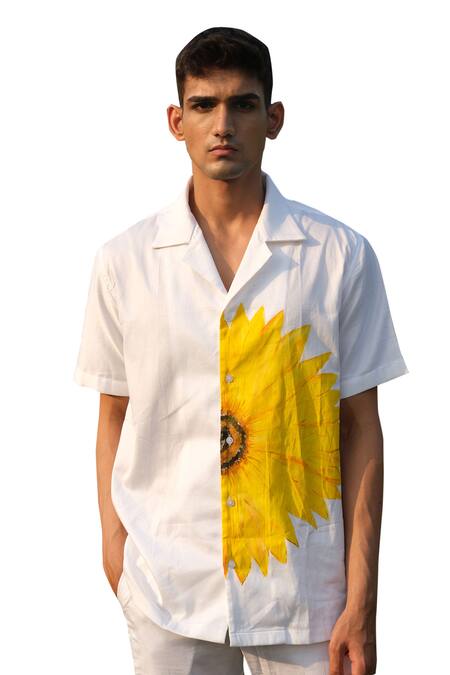 House Of Koa Off White Cotton Hand Painted Shirt Online at Aza Fashions House Of Koa_Off White Cotton Hand Painted Shirt _Online_at_Aza_Fashions