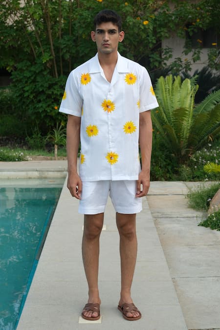 House Of Koa Cotton Sunflower Hand Painted Shirt 