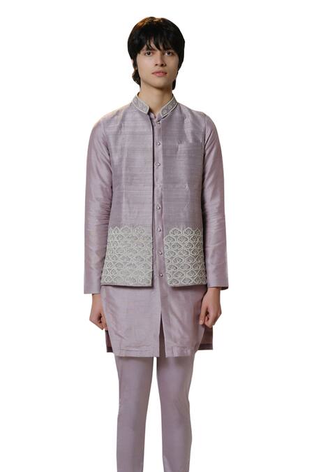 House Of Koa Lavender Kurta Chanderi Embroidered Zardozi Bandi And Set Online at Aza Fashions House Of Koa_Lavender Kurta Chanderi Embroidered Zardozi Bandi And Set _Online_at_Aza_Fashions