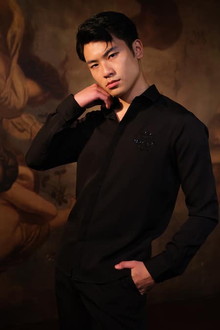 House Of Koa Sequin & Glassbead Embroidered Shirt 