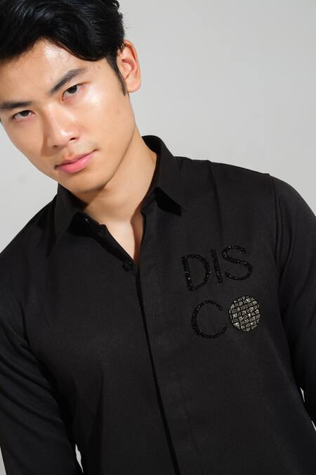 Buy House Of Koa Black Italian Banana Crepe Embroidery Disco Shirt Online at Aza Fashions Buy_House Of Koa_Black Italian Banana Crepe Embroidery Disco Shirt _Online_at_Aza_Fashions