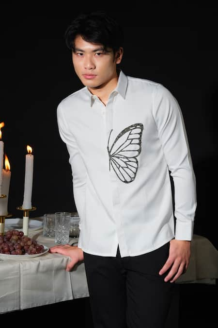 House of KOA Butterfly Embroidered Shirt 