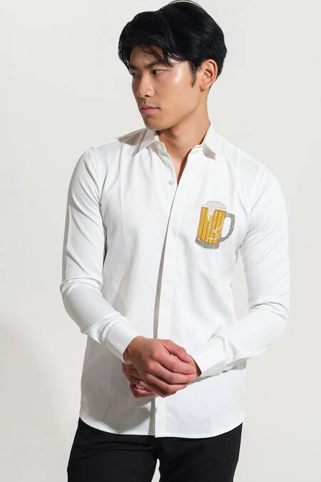 Buy House Of Koa White Italian Banana Crepe Embroidery Beer Shirt Online at Aza Fashions Buy_House Of Koa_White Italian Banana Crepe Embroidery Beer Shirt _Online_at_Aza_Fashions