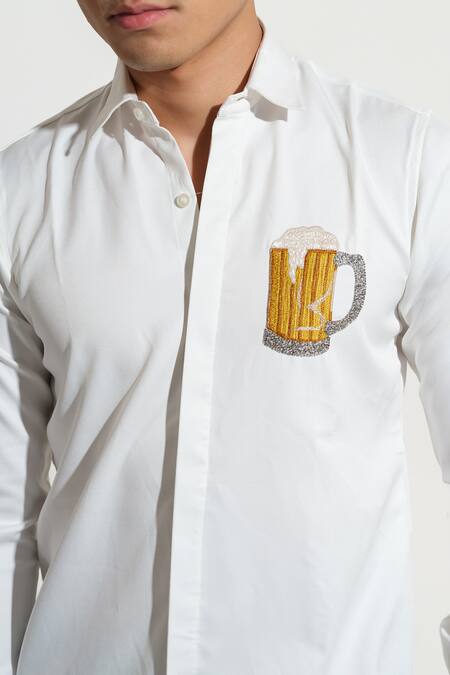 Shop House Of Koa White Italian Banana Crepe Embroidery Beer Shirt Online at Aza Fashions Shop_House Of Koa_White Italian Banana Crepe Embroidery Beer Shirt _Online_at_Aza_Fashions