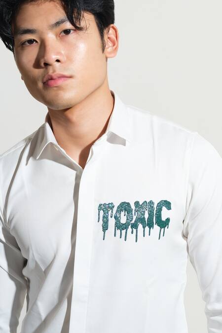 Shop House Of Koa White Italian Banana Crepe Embroidery Toxic Cutdana Shirt Online at Aza Fashions Shop_House Of Koa_White Italian Banana Crepe Embroidery Toxic Cutdana Shirt _Online_at_Aza_Fashions