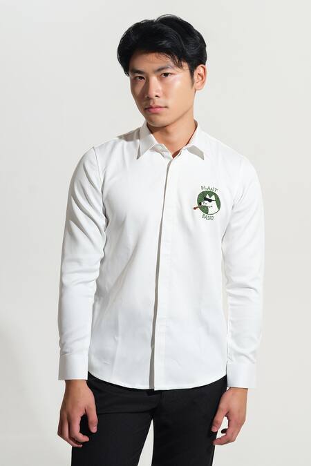 House Of Koa White Italian Banana Crepe Embroidery Plant Based Thread Shirt Online at Aza Fashions House Of Koa_White Italian Banana Crepe Embroidery Plant Based Thread Shirt _Online_at_Aza_Fashions