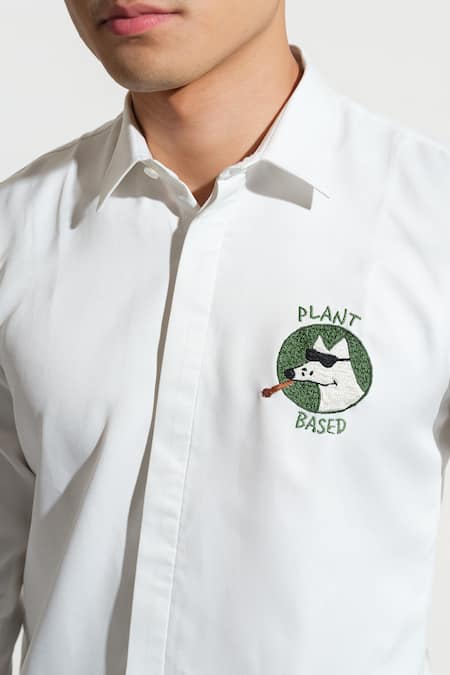 Buy House Of Koa White Italian Banana Crepe Embroidery Plant Based Thread Shirt Online at Aza Fashions Buy_House Of Koa_White Italian Banana Crepe Embroidery Plant Based Thread Shirt _Online_at_Aza_Fashions