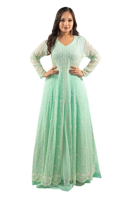 Hasrat By Salma Beads Embroidered Anarkali With Dupatta For Kids