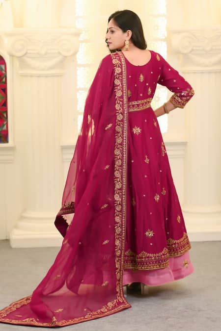 Hasrat By Salma Floral Embroidered Anarkali & Lehenga Set For Kids