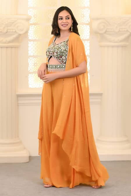 Hasrat By Salma Mango Embroidered Blouse & Sharara Set For Kids