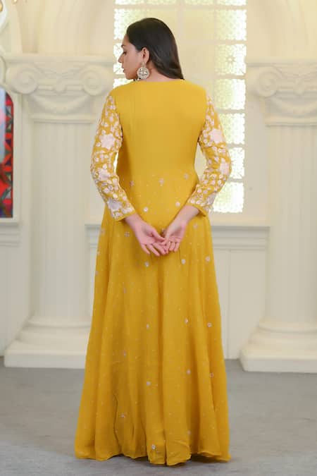 Hasrat By Salma Floral Embroidered Anarkali With Pant For Kids