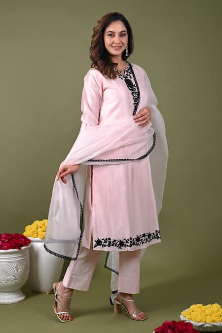 Hasrat By Salma Beads Hand Embroidered Kurta Pant Set For Kids
