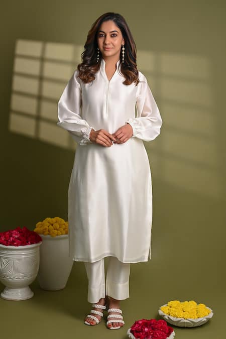 Hasrat By Salma Solid Kurta With Pant 