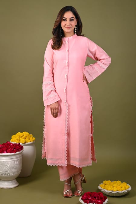 Hasrat By Salma Lace Hand Embroidered Kurta With Pant 