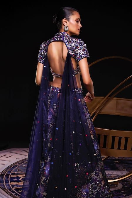 Ohaila Khan Multi Color Organza, Tulle, Polyester Andromeda Hand Embellished Lehenga Set Online at Aza Fashions Ohaila Khan_Multi Color Organza, Tulle, Polyester Andromeda Hand Embellished Lehenga Set _Online_at_Aza_Fashions
