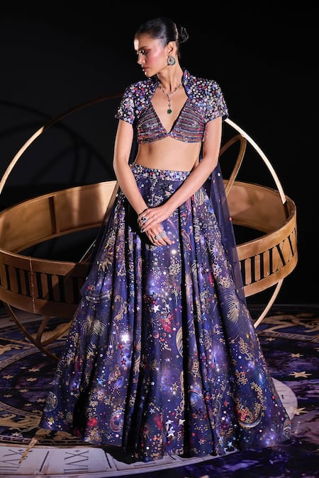 Buy Ohaila Khan Multi Color Organza, Tulle, Polyester Andromeda Hand Embellished Lehenga Set Online at Aza Fashions Buy_Ohaila Khan_Multi Color Organza, Tulle, Polyester Andromeda Hand Embellished Lehenga Set _Online_at_Aza_Fashions